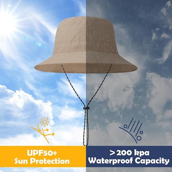 Waterproof Bucket Hats for Woman UPF 50+ Sun Hat UV Protection Packable Rain Hat - Picture 3 of 4